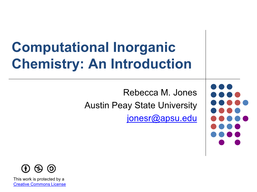 Computational Inorganic Chemistry: an Introduction