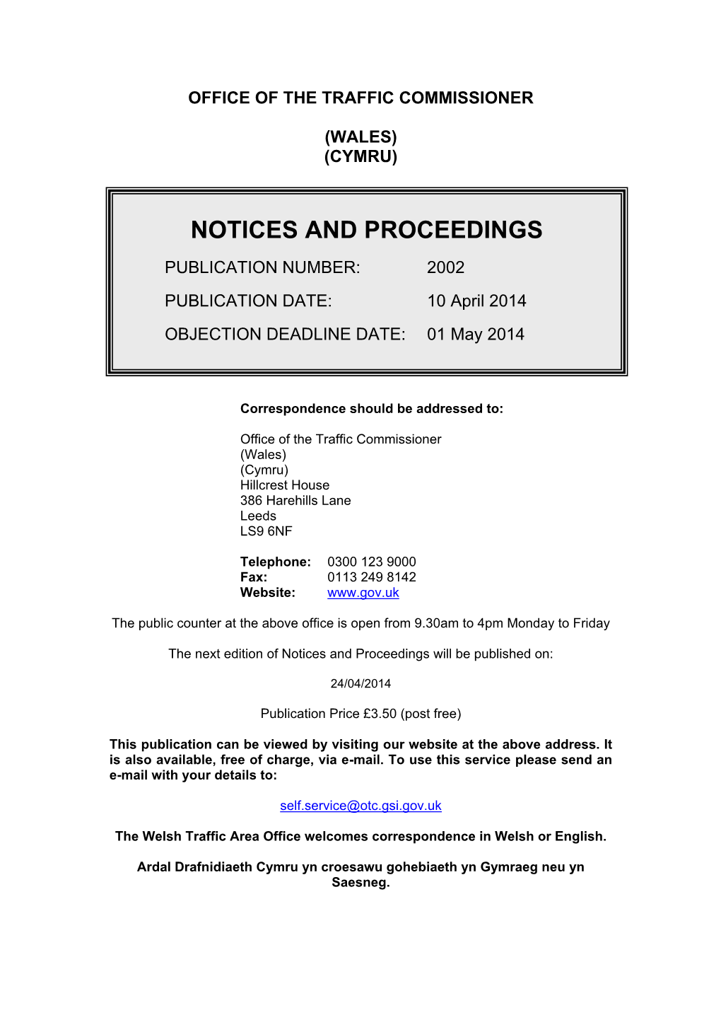 Notices and Proceedings