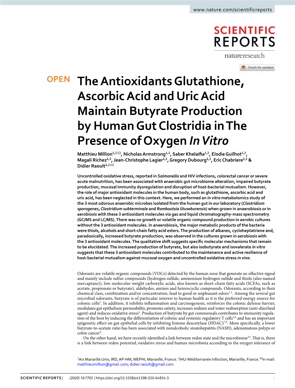 The Antioxidants Glutathione, Ascorbic Acid and Uric Acid