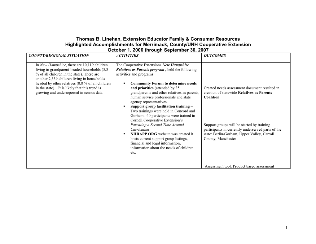 Thomas B. Linehan, Extension Educator Family & Consumer Resources