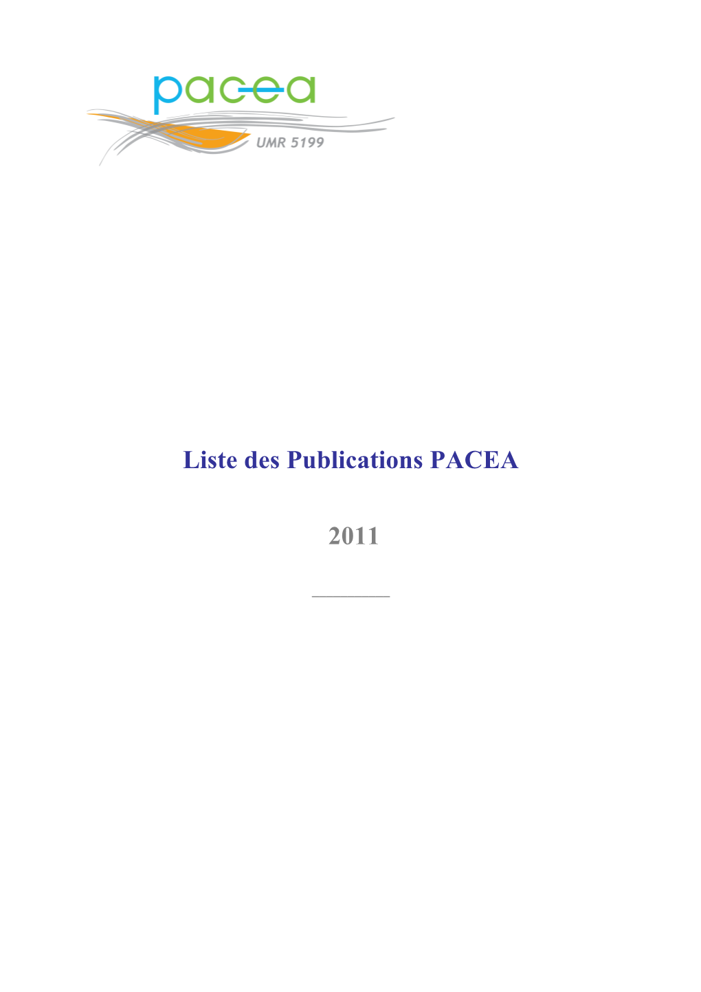 Liste Des Publications PACEA 2011