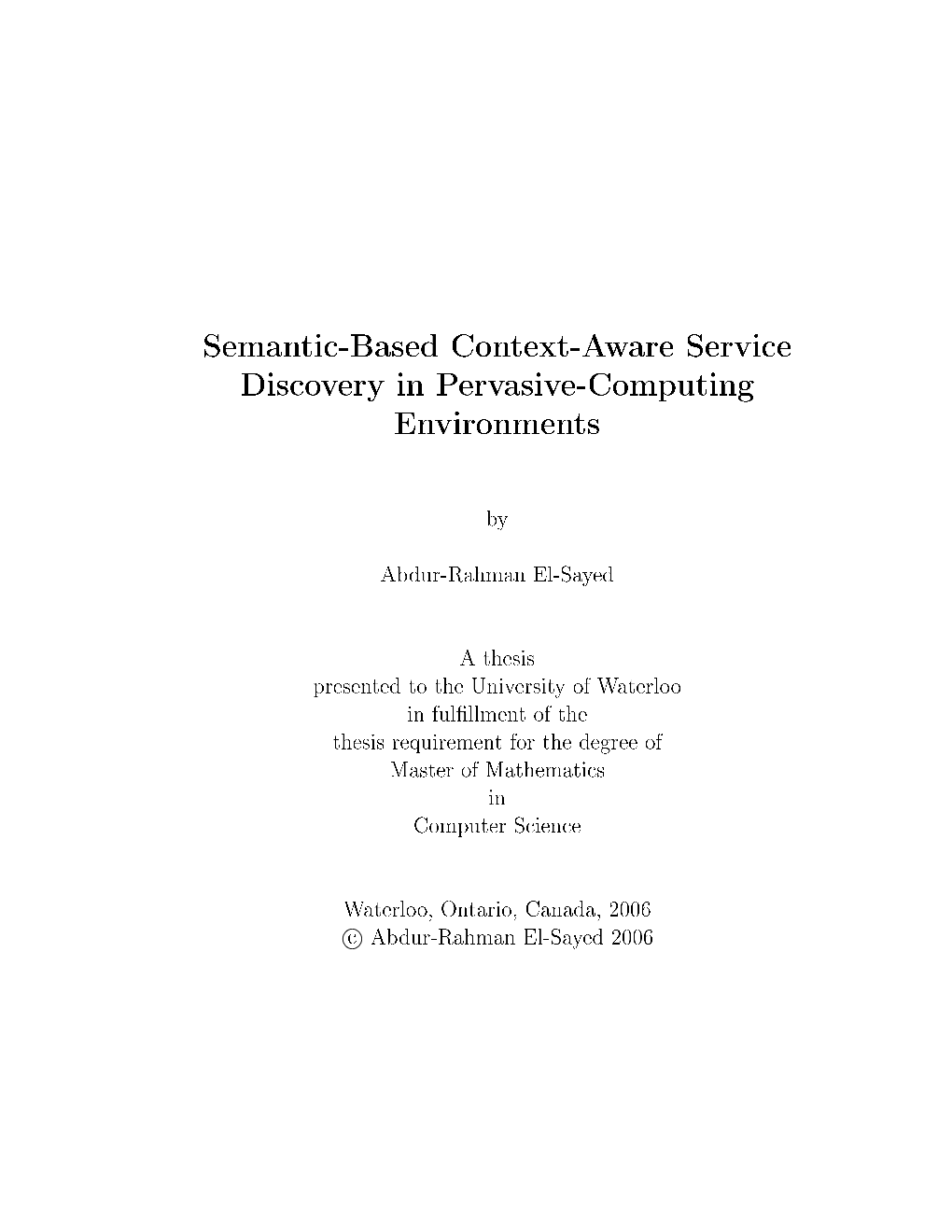 Semantic-Based Context-Aware Service Discovery in Pervasive-Computing Environments