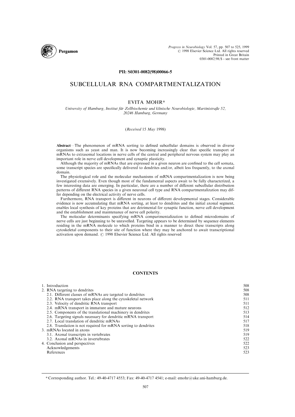 Subcellular Rna Compartmentalization
