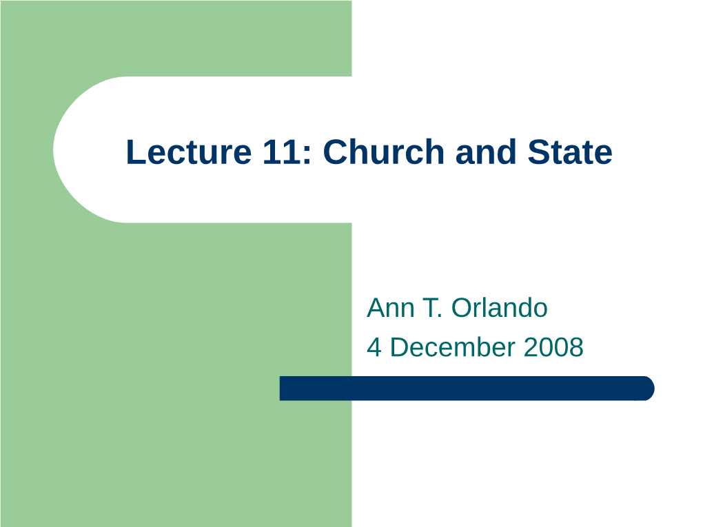 Ecclesiology and Church- State