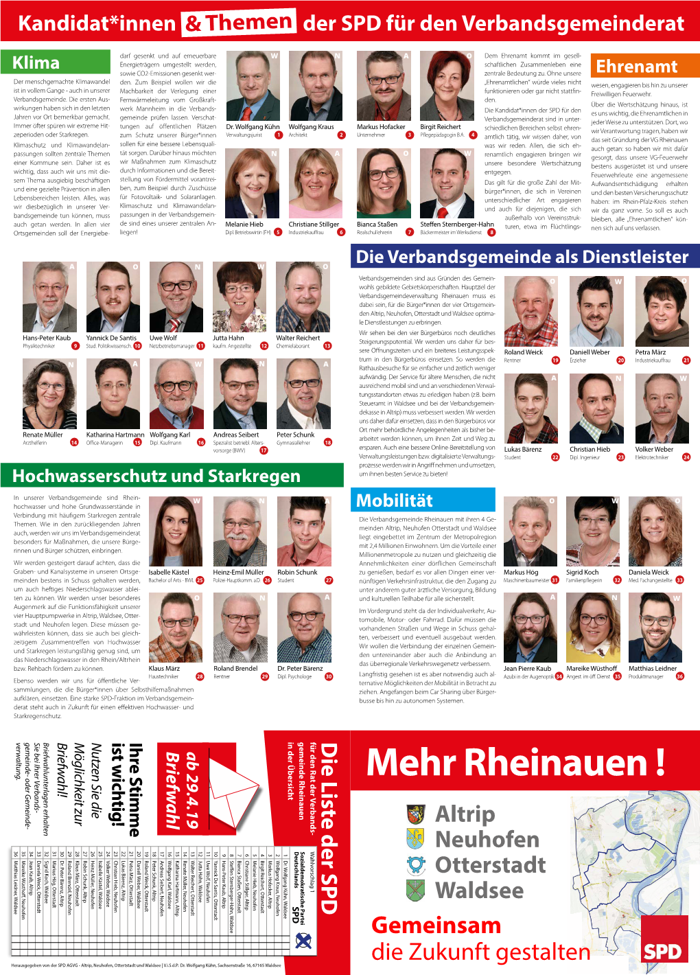 Gemeinsam Die Zukunft Gestalten Herausgegeben Von Der SPD AGVG - Altrip, Neuhofen, Ottertstadt Und Waldsee | V.I.S.D.P.: Dr