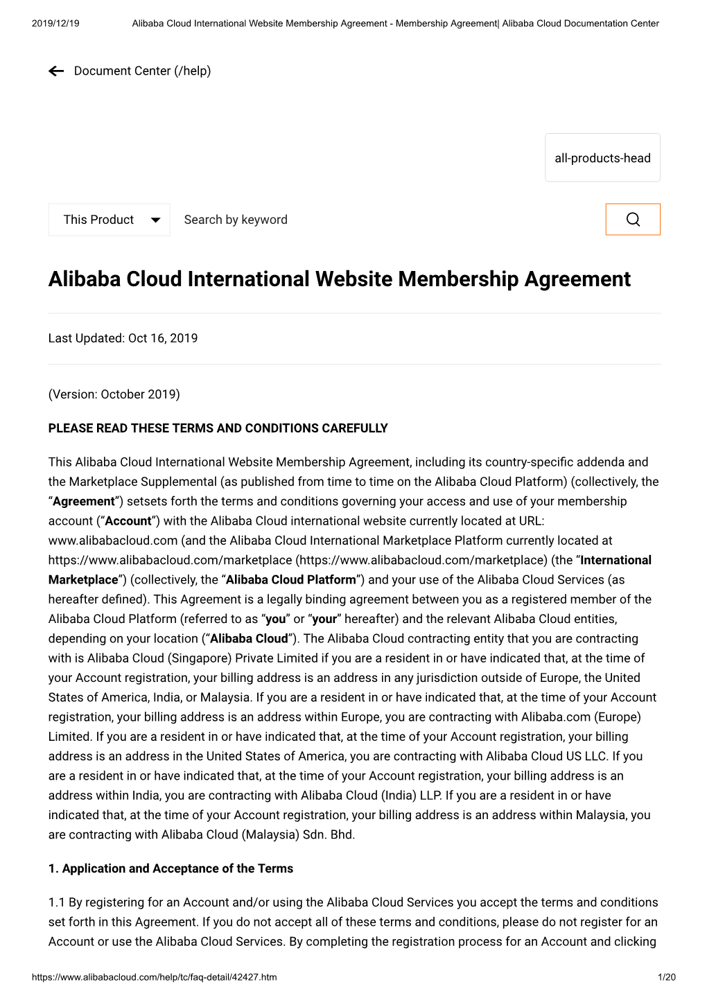 Alibaba Cloud International Website Membership Agreement - Membership Agreement| Alibaba Cloud Documentation Center