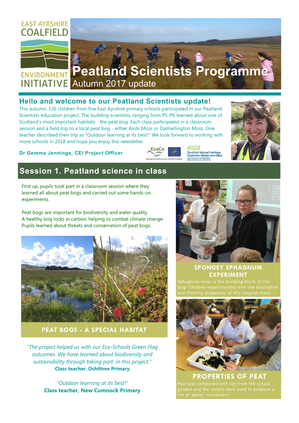 Peatland Scientists Programme Autumn 2017 Update