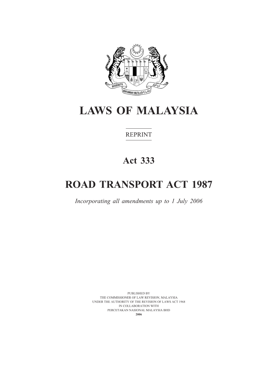 Road Transport Act 1987
