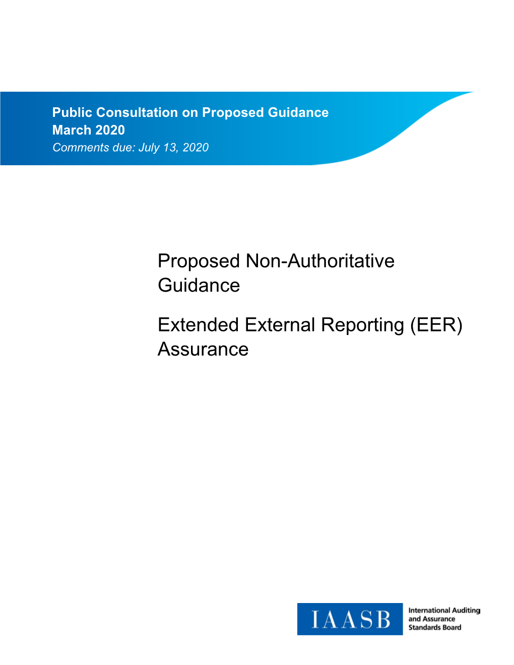 Proposed Non-Authoritative Guidance Extended External