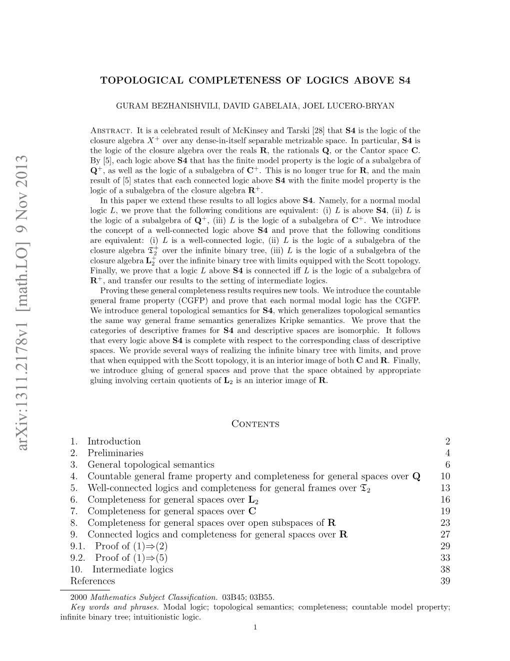 TOPOLOGICAL COMPLETENESS of LOGICS ABOVE S4 3 Property (CFP)