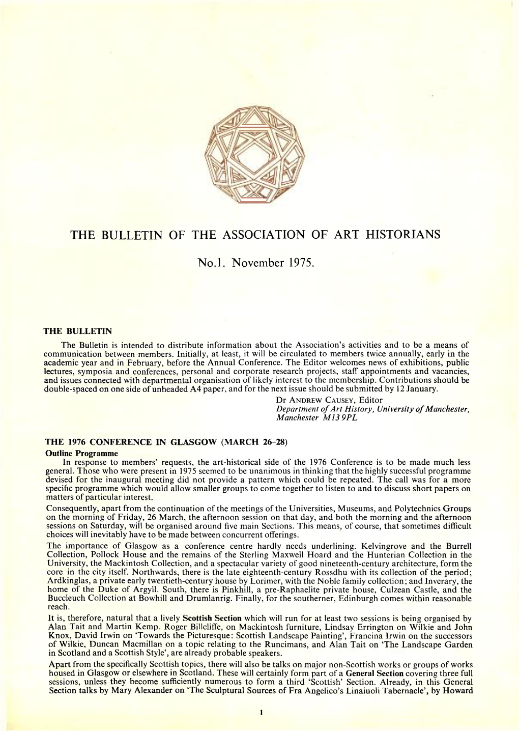 THE BULLETIN of the ASSOCIATION of ART HISTORIANS No.L. November 1975