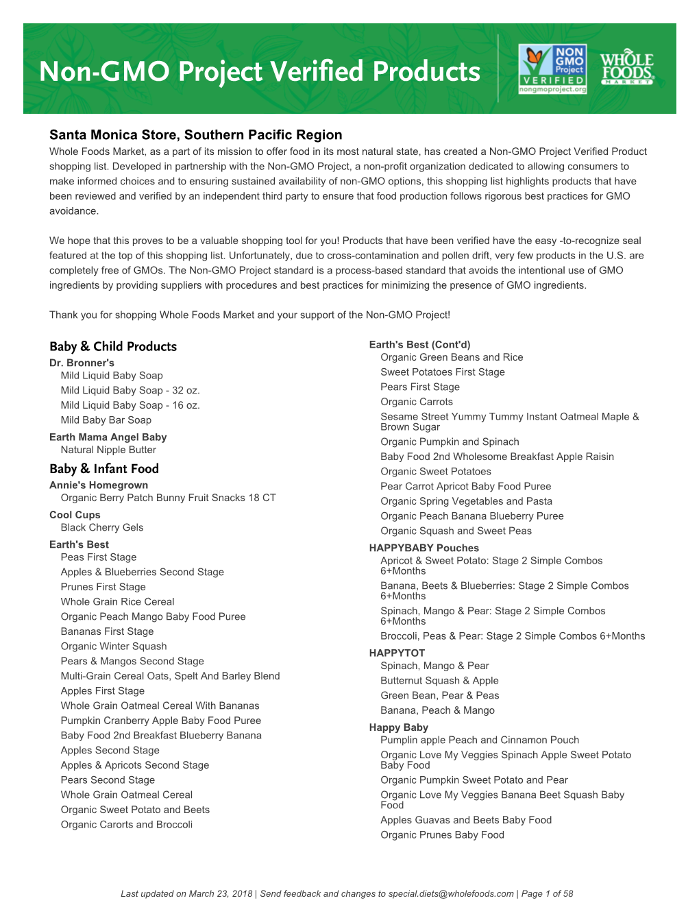 Non-GMO Project Verified Products