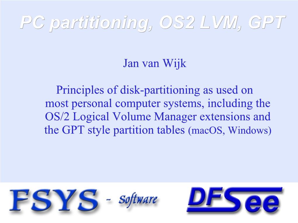 PC Partitioning and OS/2