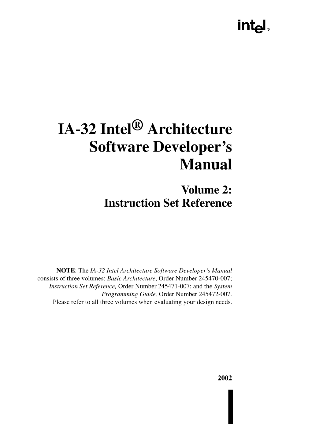 IA-32 Intel Architecture Software Developer's Manual