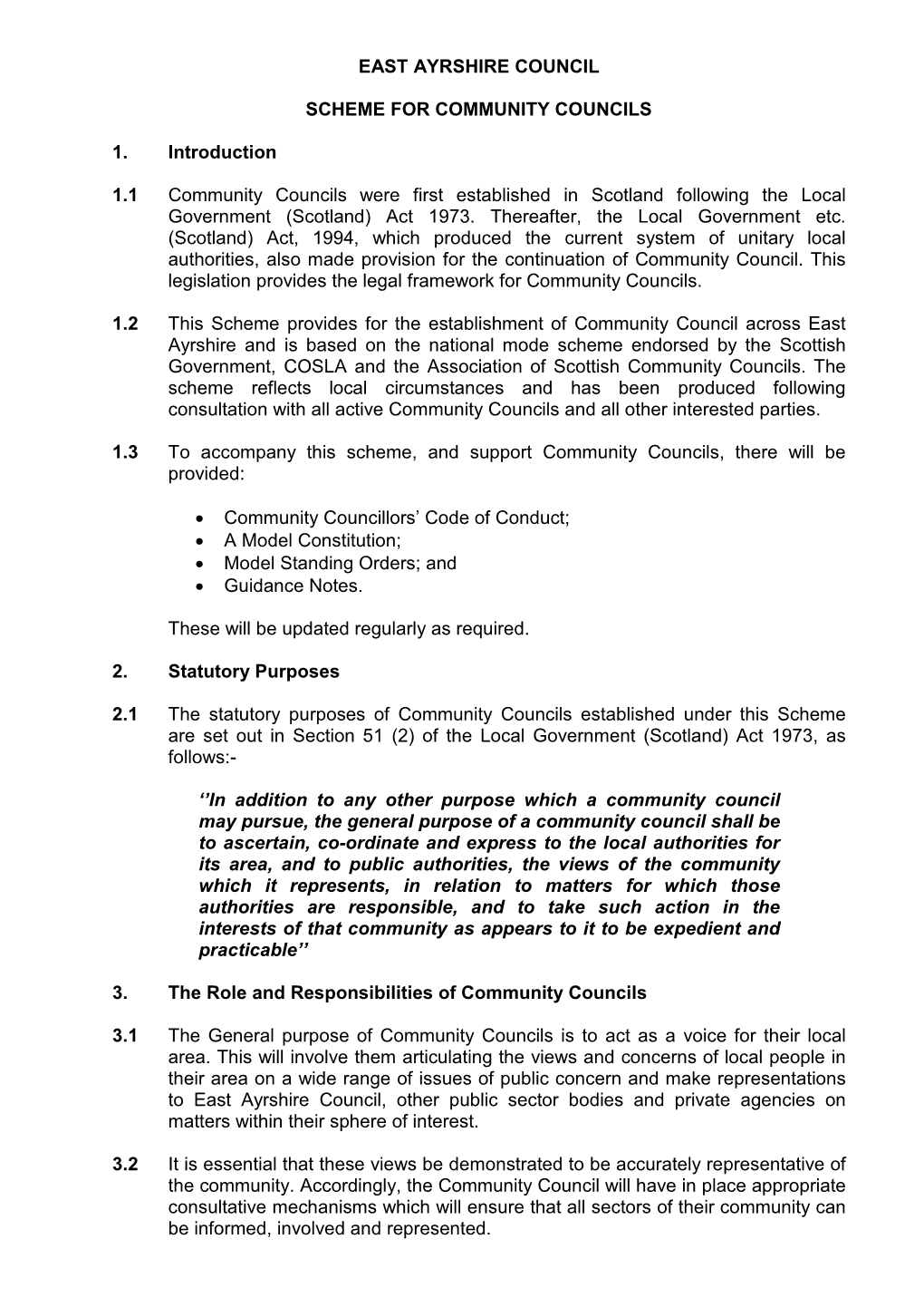 Scheme for Community Councils