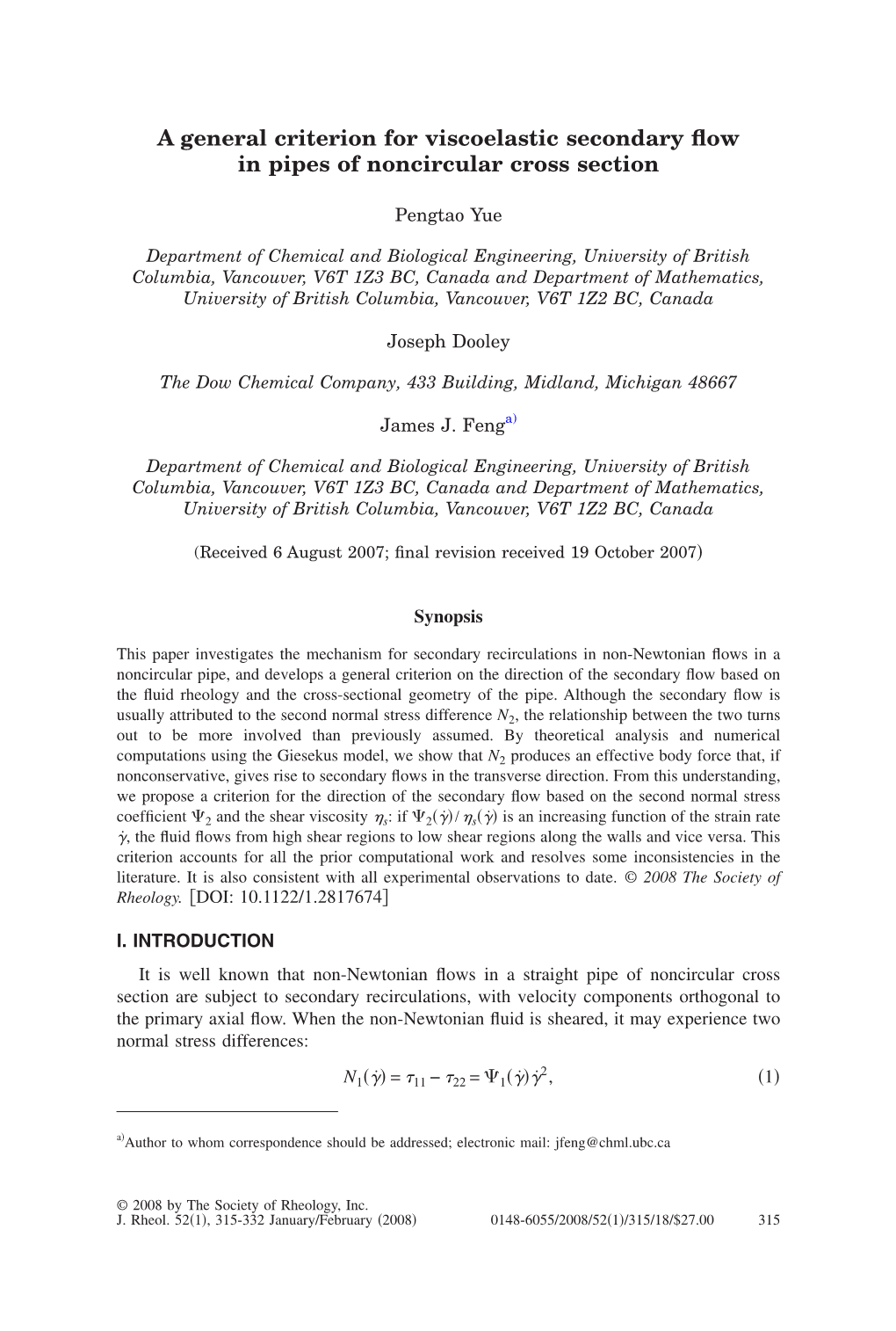 A General Criterion for Viscoelastic Secondary Flow in Pipes