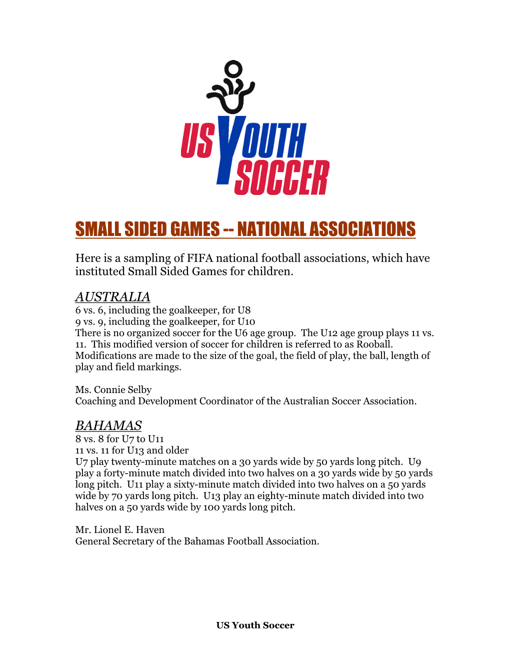 Small Sided Games National Associations