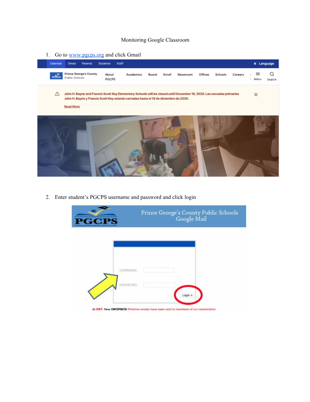 Monitoring Google Classroom 1. Go to ​ and Click Gmail