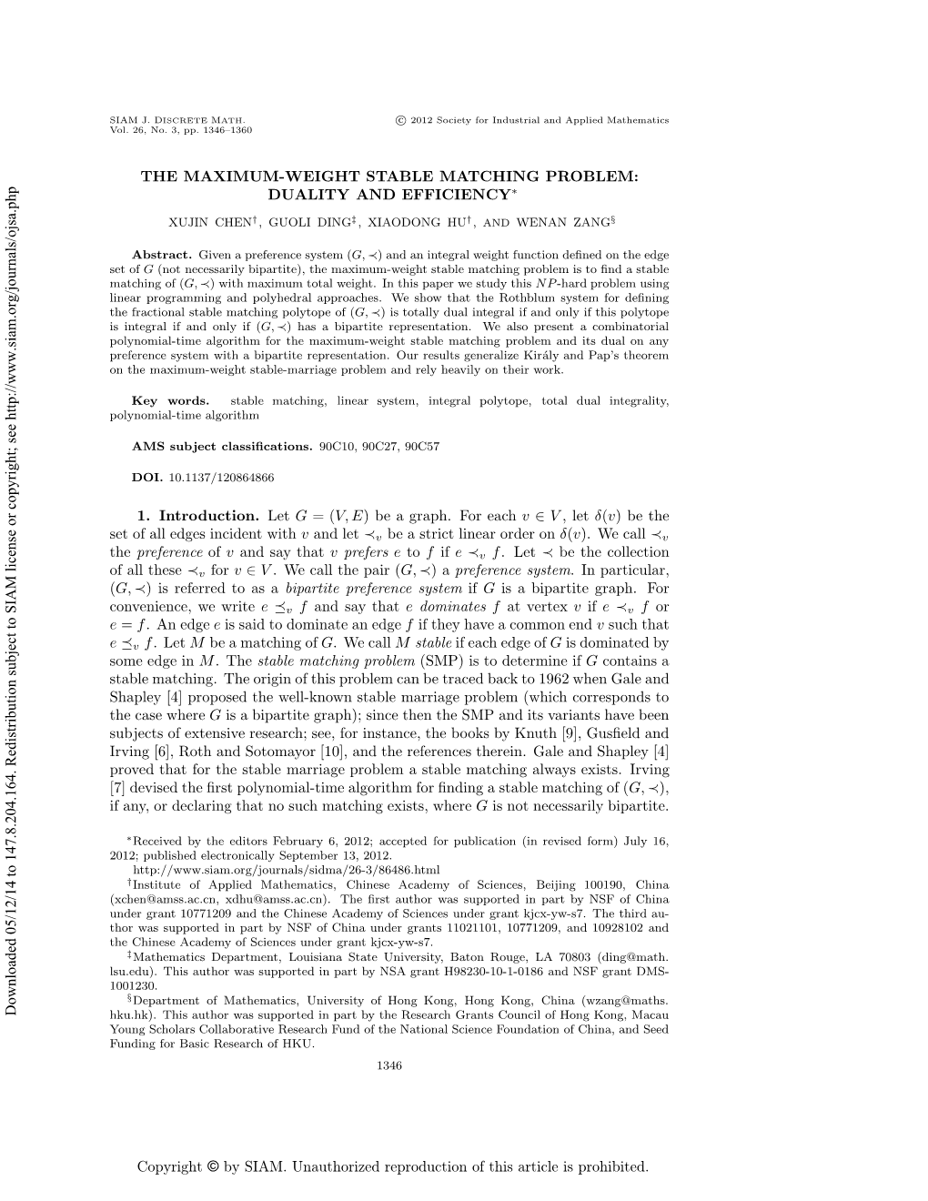 The Maximum-Weight Stable Matching Problem: Duality and Efficiency ∗