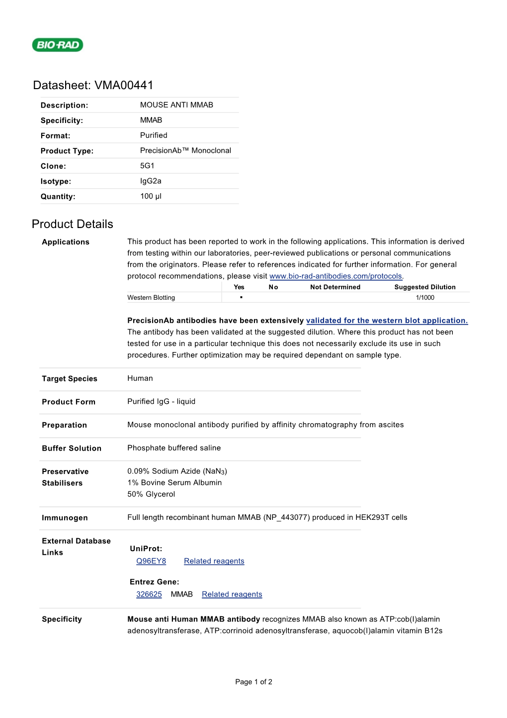 Datasheet: VMA00441 Product Details