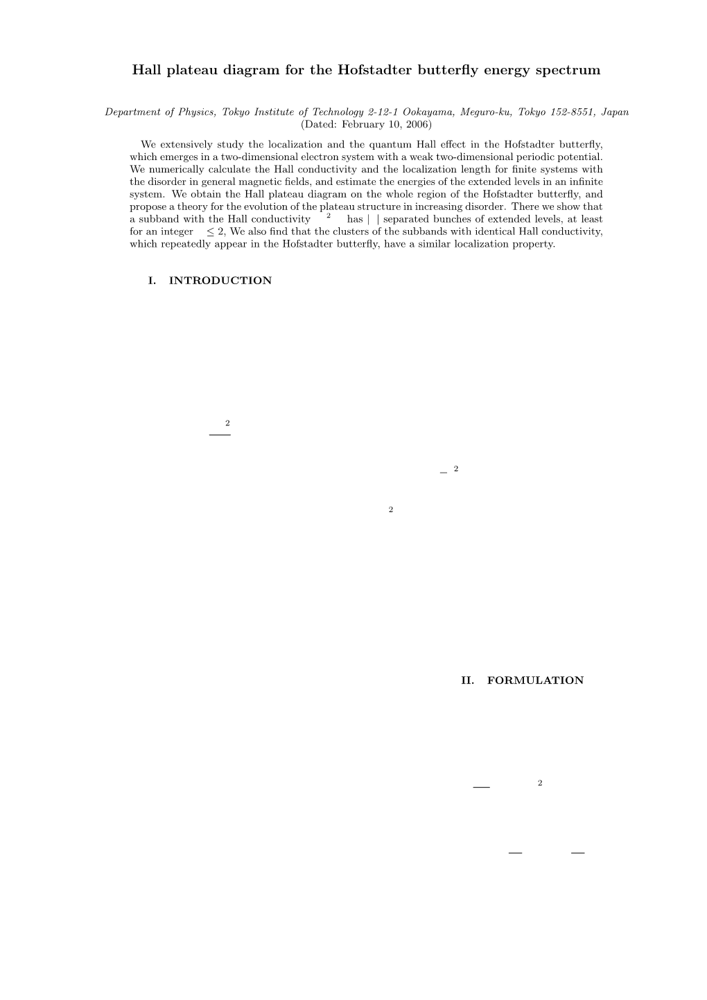 Hall Plateau Diagram for the Hofstadter Butterfly Energy Spectrum