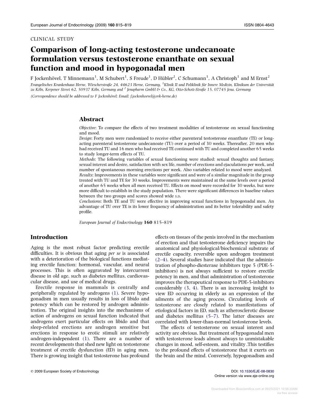 Comparison of Long-Acting Testosterone Undecanoate