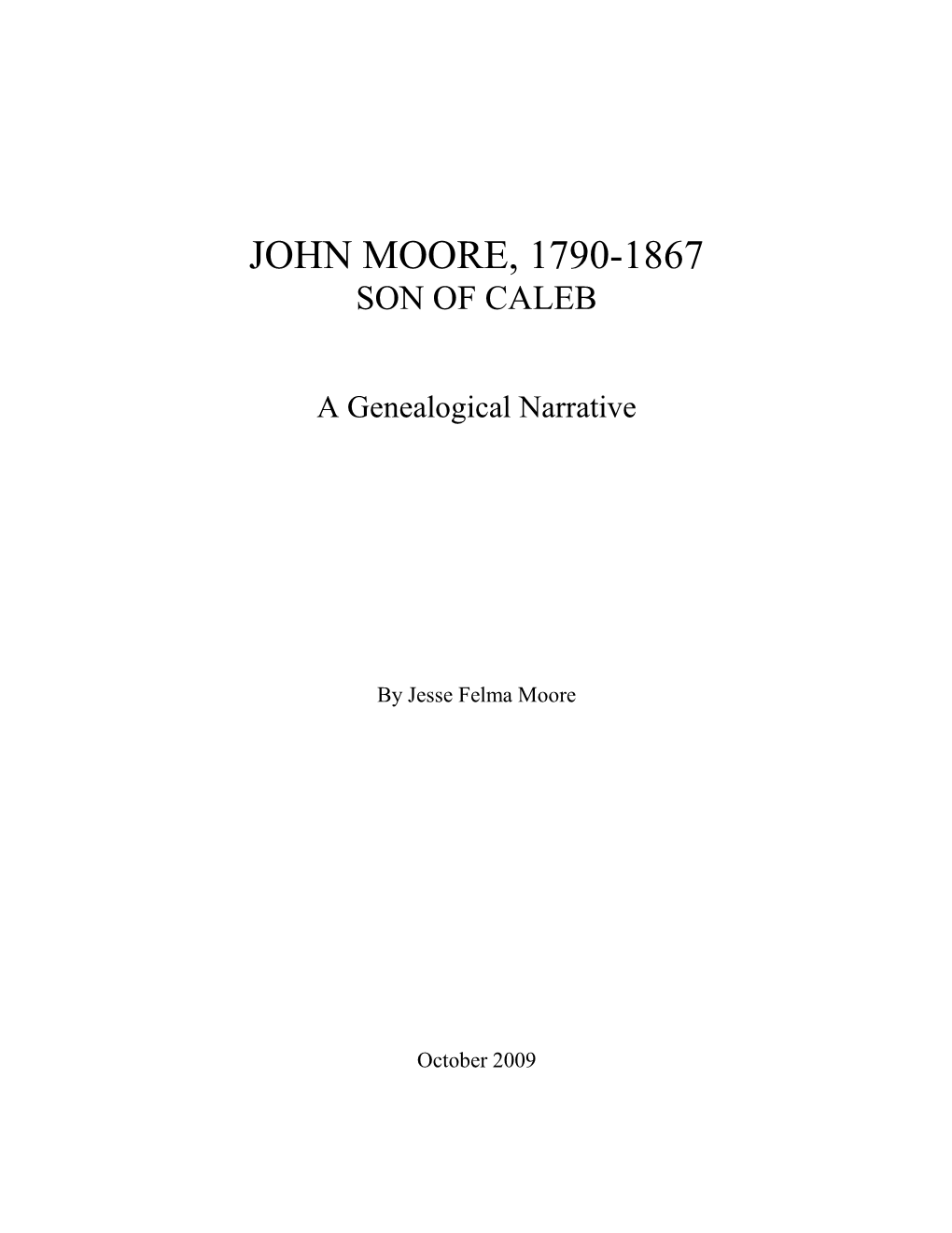 John Moore, Son of Caleb of North Carolina