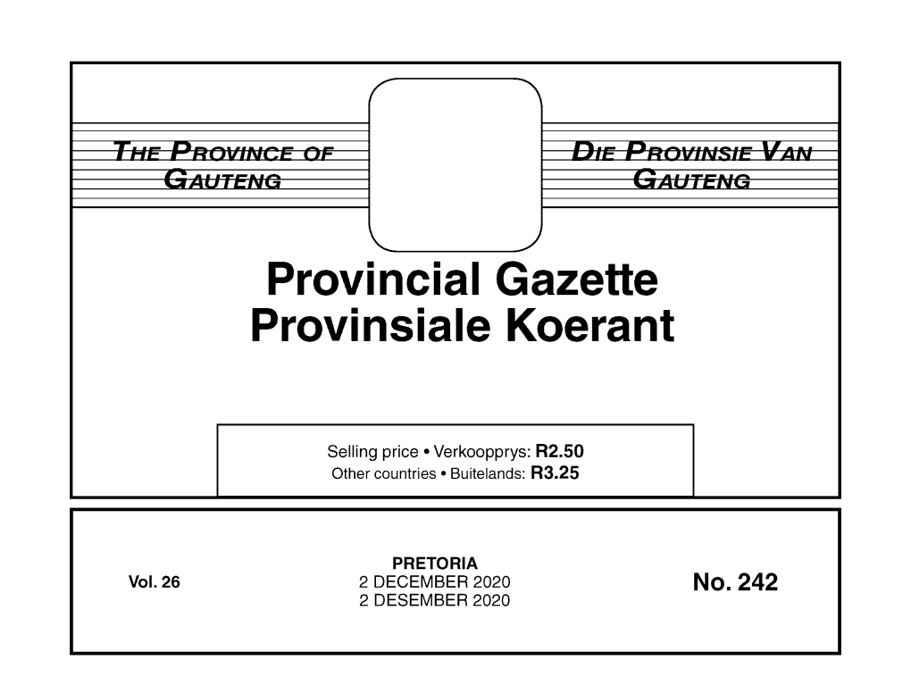 Provincial Gazette Provinsiale Koerant