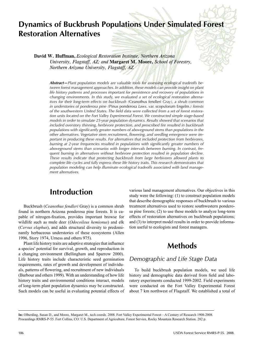 Fort Valley Experimental Forest-A Century of Research 1908-2008