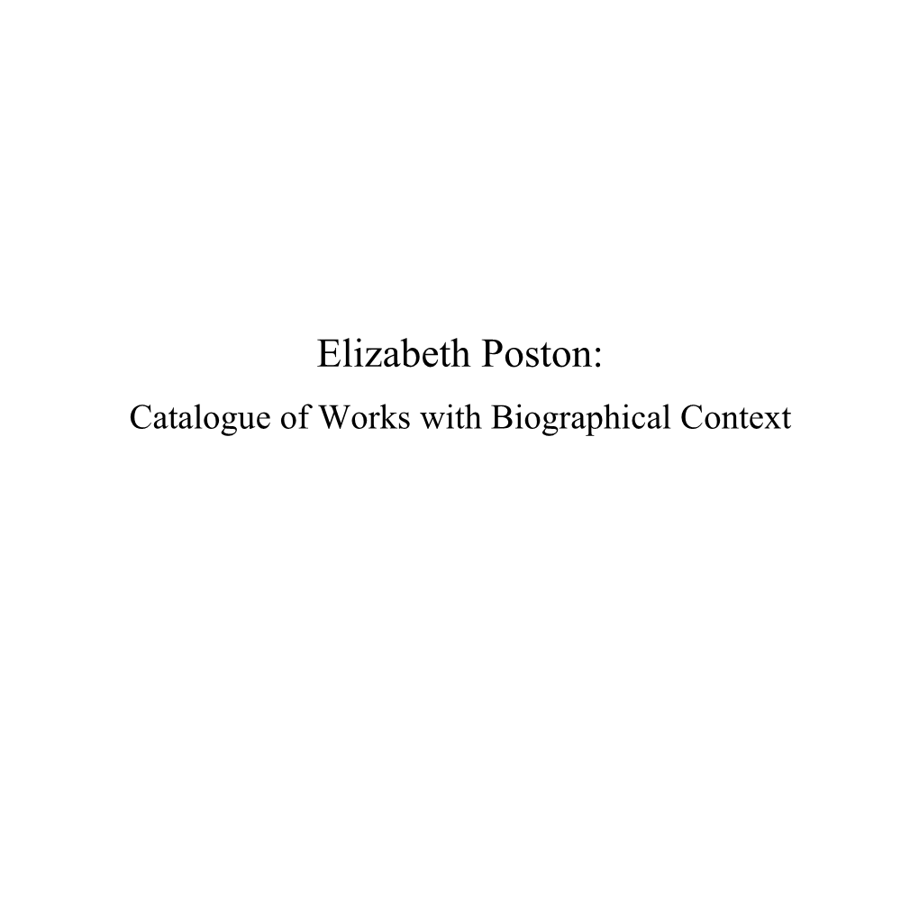 Elizabeth Poston: Catalogue of Works With