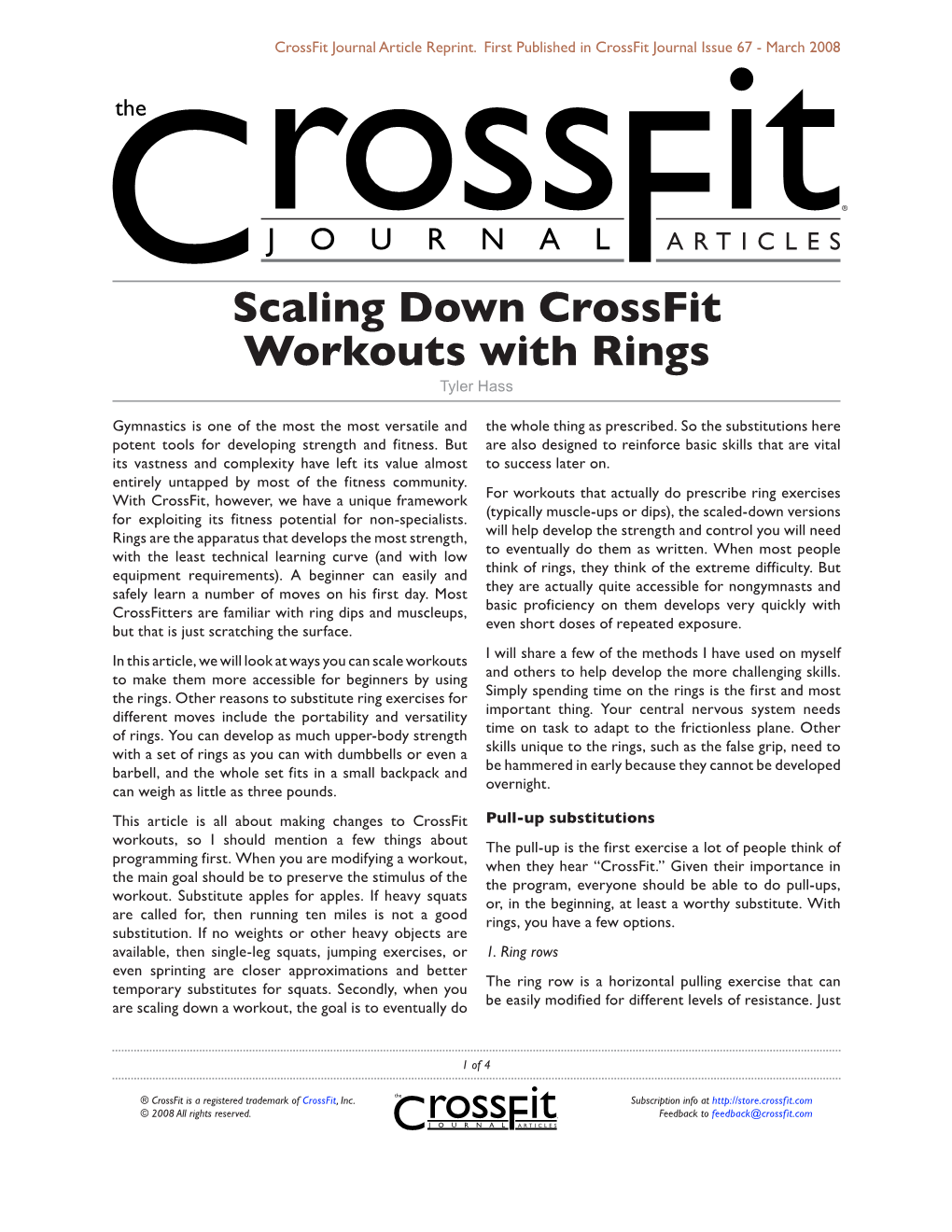 Scaling Down Crossfit Workouts with Rings Tyler Hass