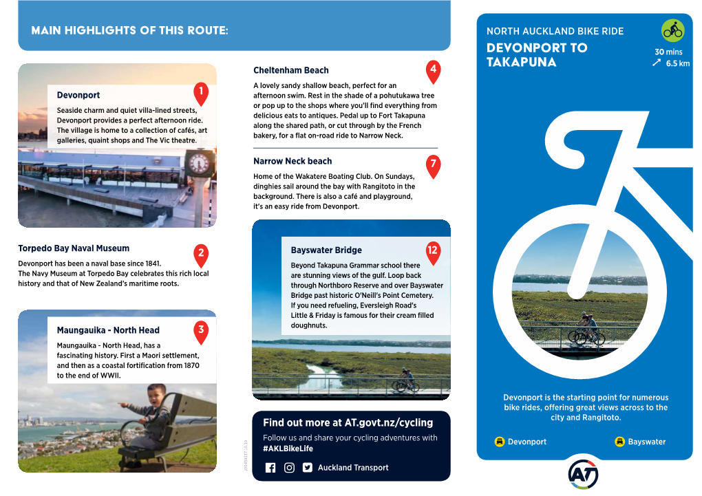 Devonport to Takapuna Green Route V N R I Sch