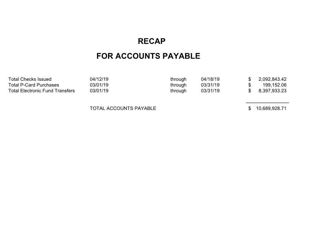 Recap for Accounts Payable