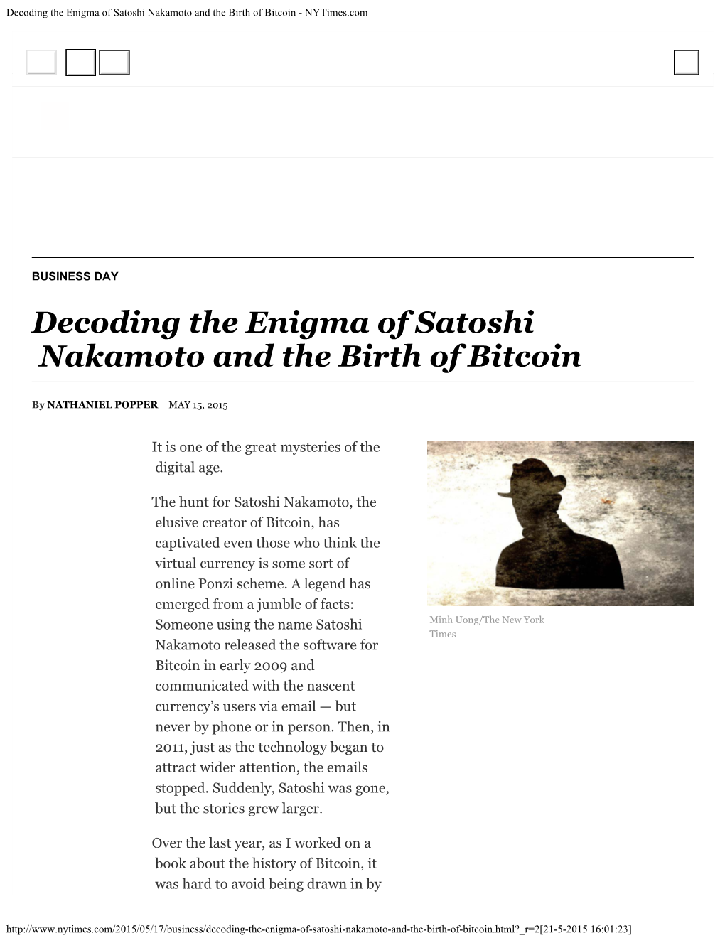 Decoding the Enigma of Satoshi Nakamoto and the Birth of Bitcoin - Nytimes.Com