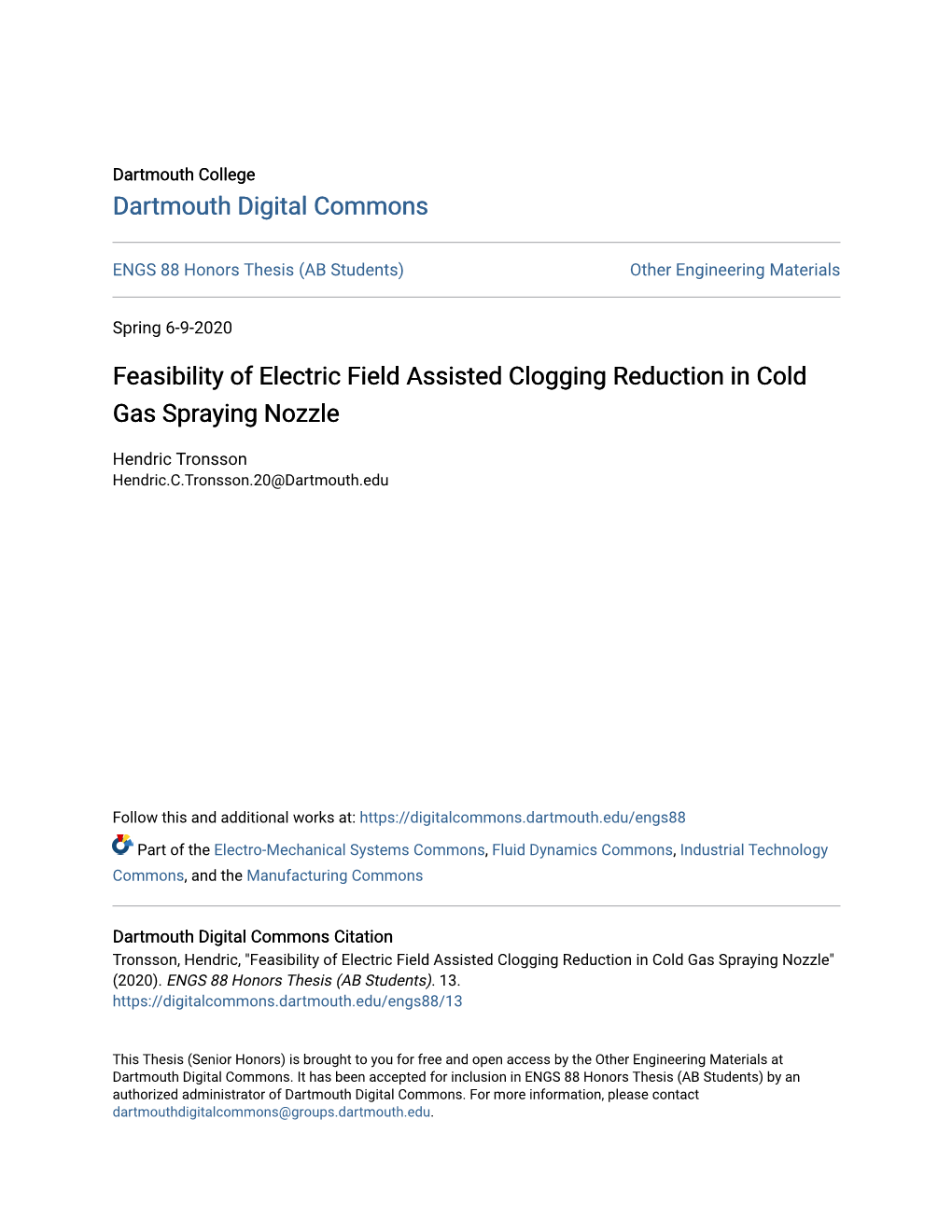 Feasibility of Electric Field Assisted Clogging Reduction in Cold Gas Spraying Nozzle