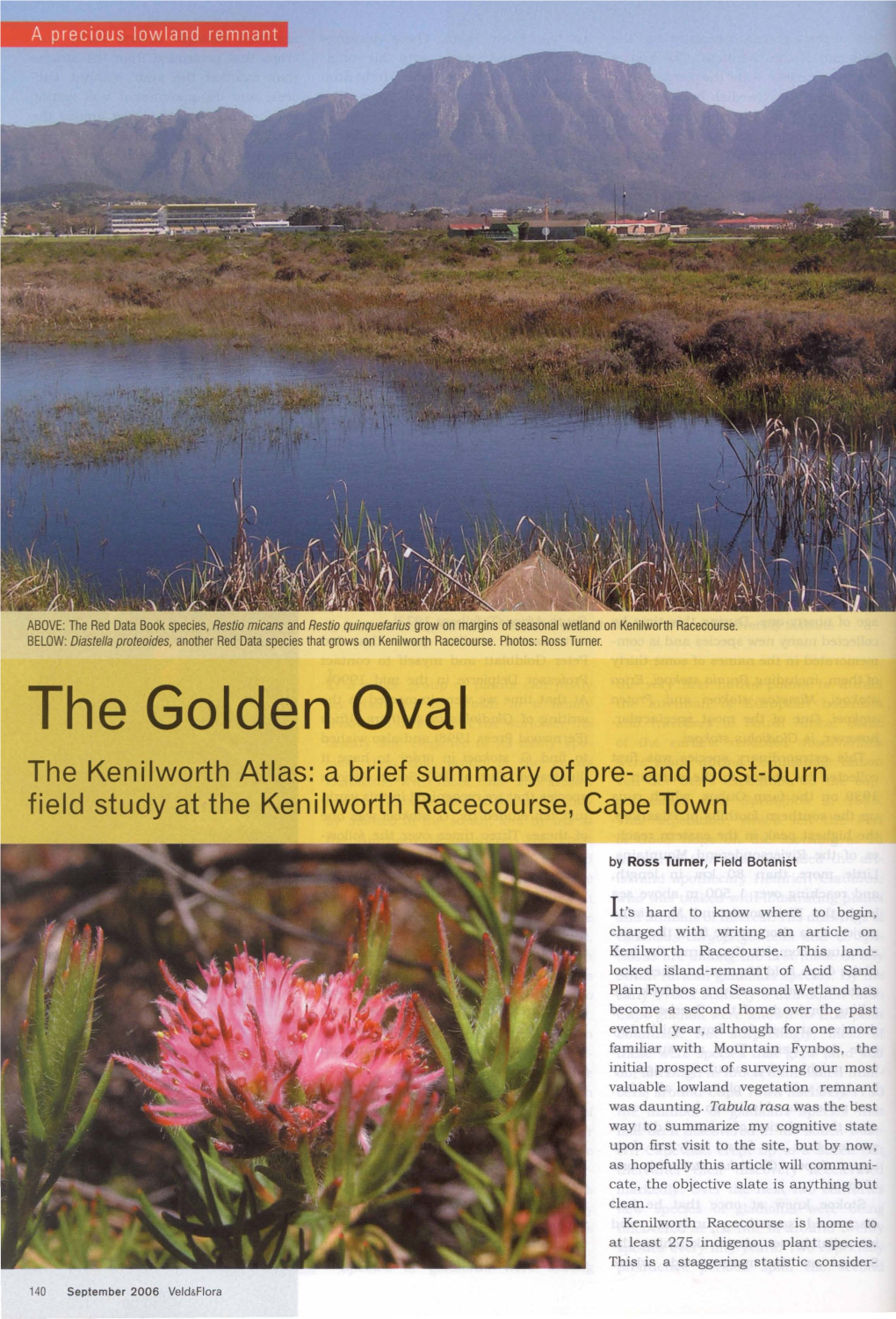 The Golden Oval the Kenilworth Atlas: a Brief Summary of Pre- and Post-Burn Field Study at the Kenilworth Racecourse, Cape Town