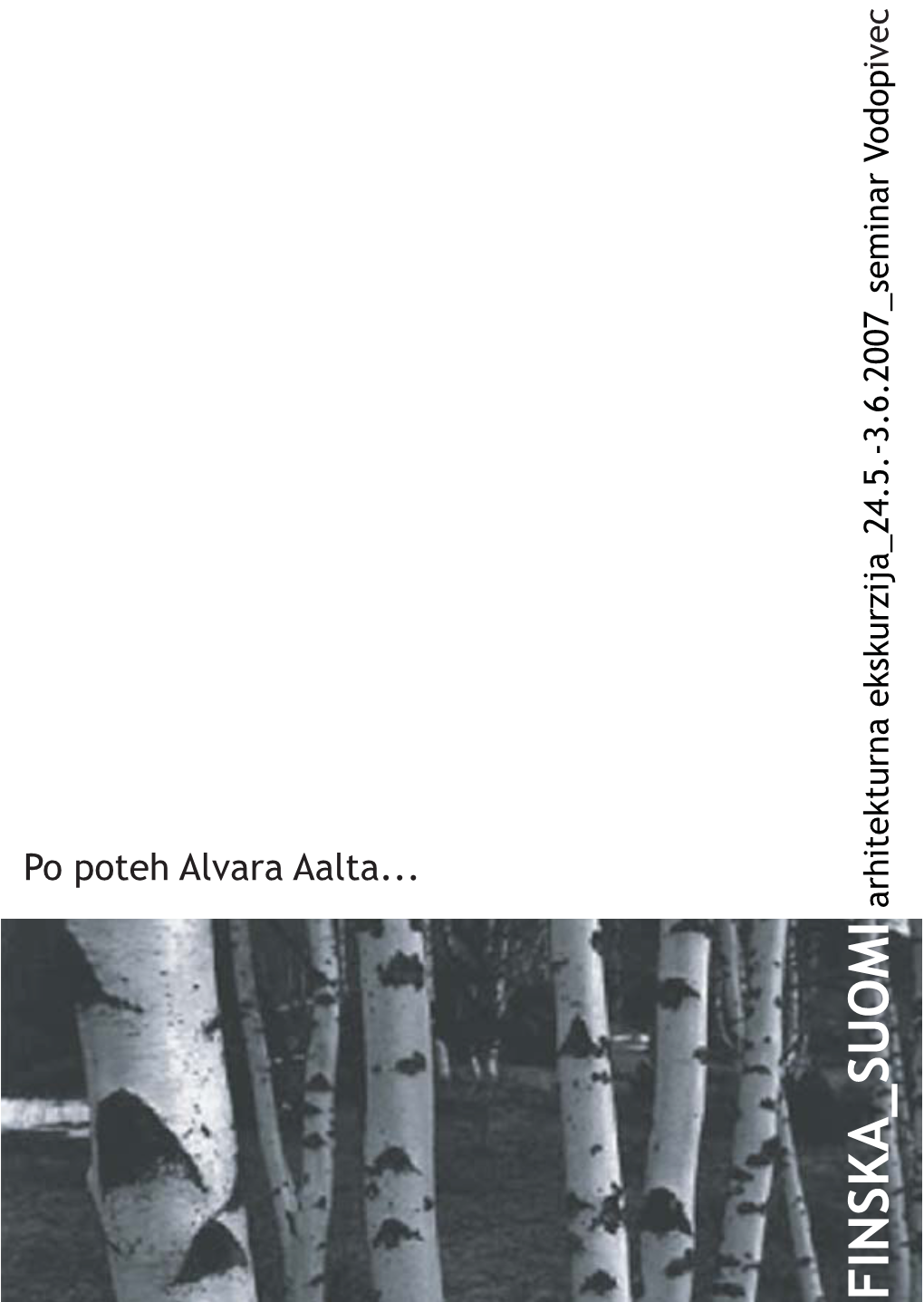 FINSKA SUOMI »There Are Only Two Things in Art: Humanity Or Not.« Alvar Aalto Pozdravljen Mladi Um!