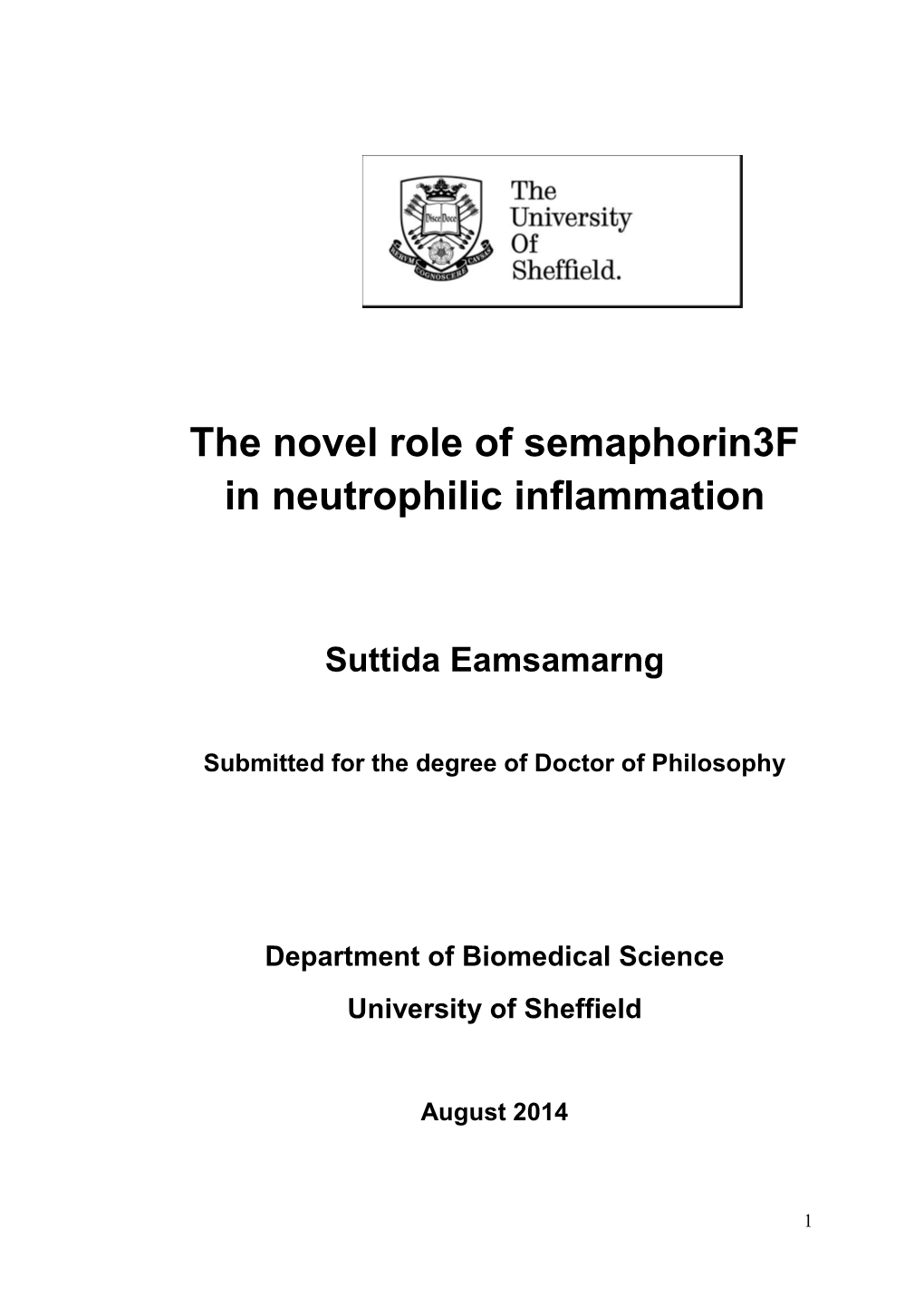 The Novel Role of Semaphorin3f in Neutrophilic Inflammation.Pdf