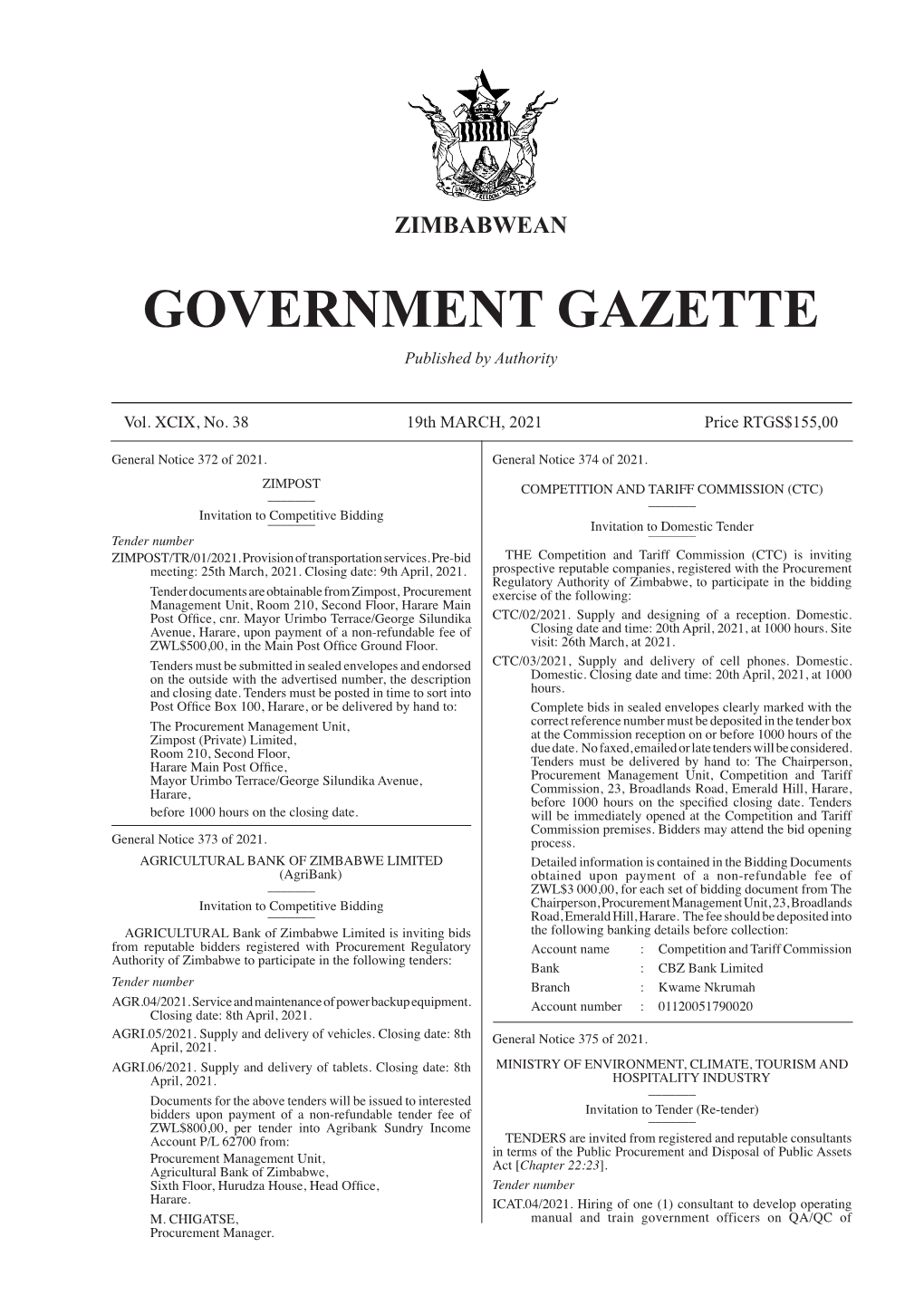 Government Gazette, 19Th March, 2021 227
