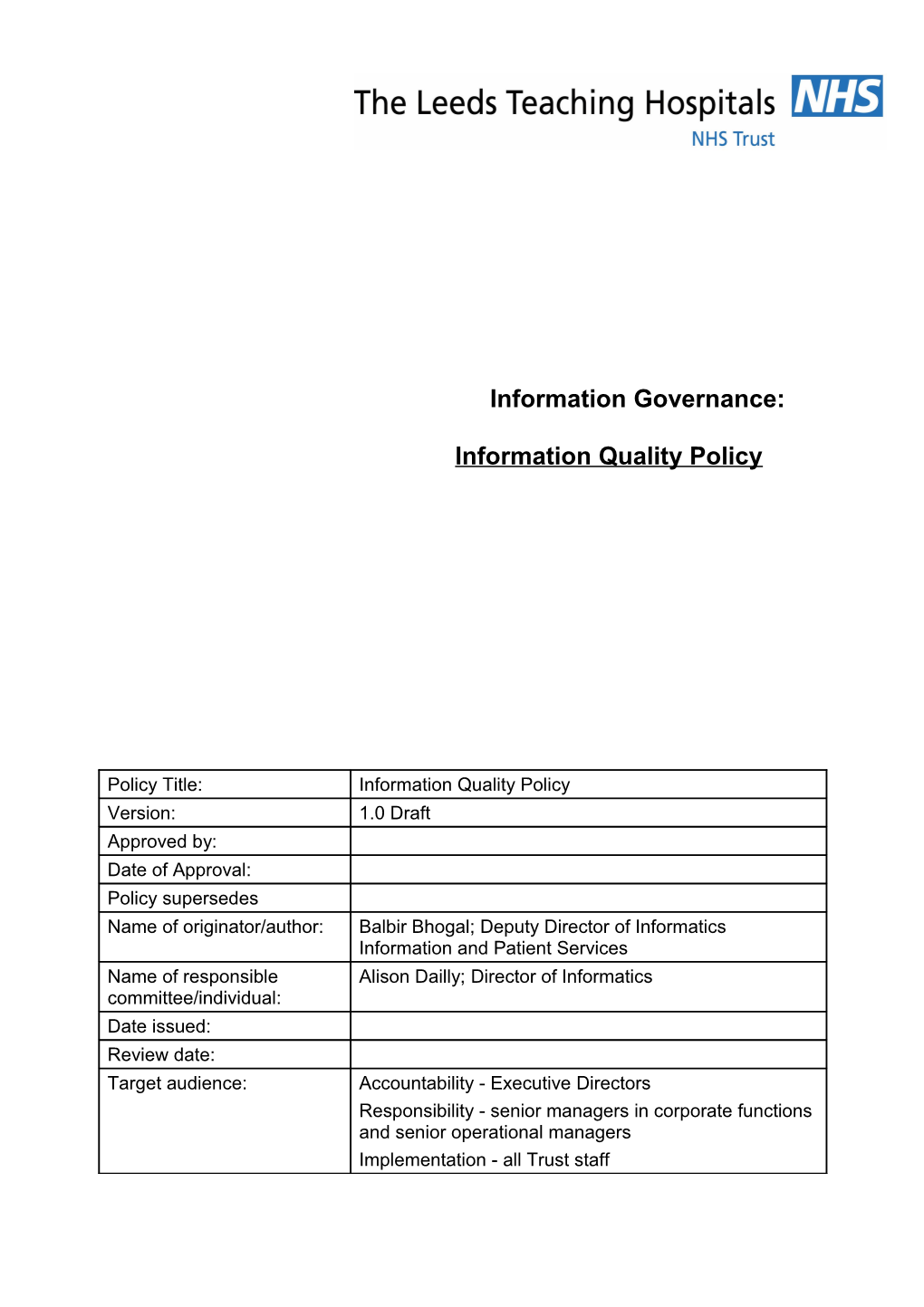 Information Quality Policy V1.0