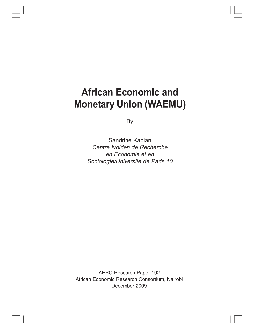 African Economic and Monetary Union (WAEMU)