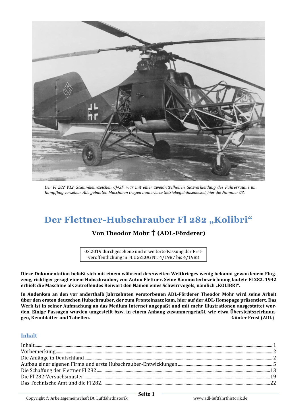 Flettner Hubschrauber Fl 282 „Kolibri“ (Theodor Mohr )