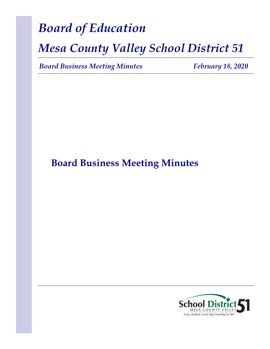 Board of Education Mesa County Valley School District 51