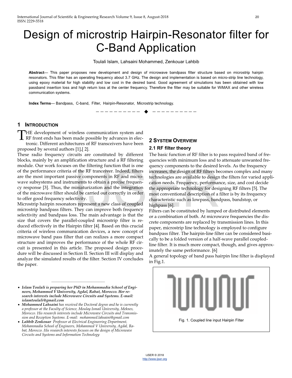 Design of Microstrip Hairpin-Resonator Filter for C-Band Application