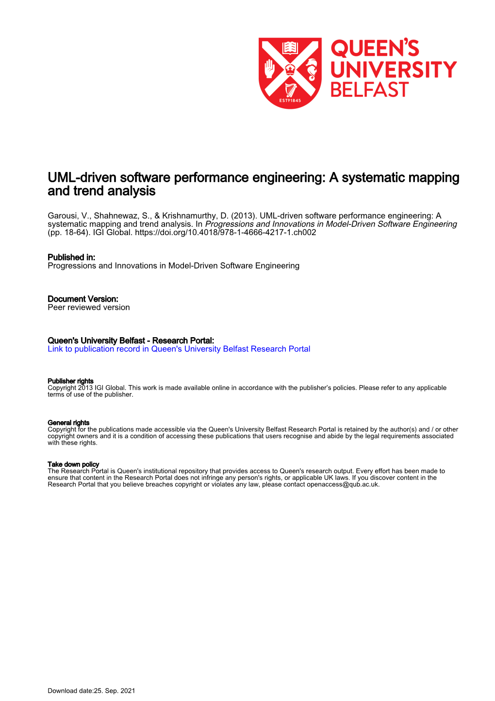 UML-Driven Software Performance Engineering: a Systematic Mapping and Trend Analysis