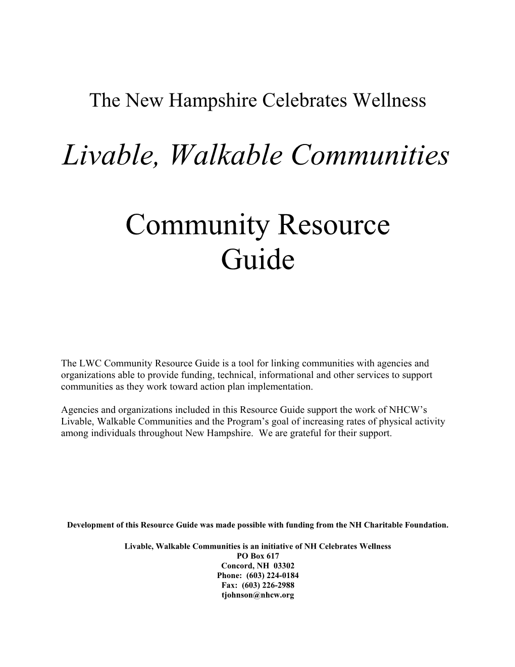 Livable, Walkable Communities