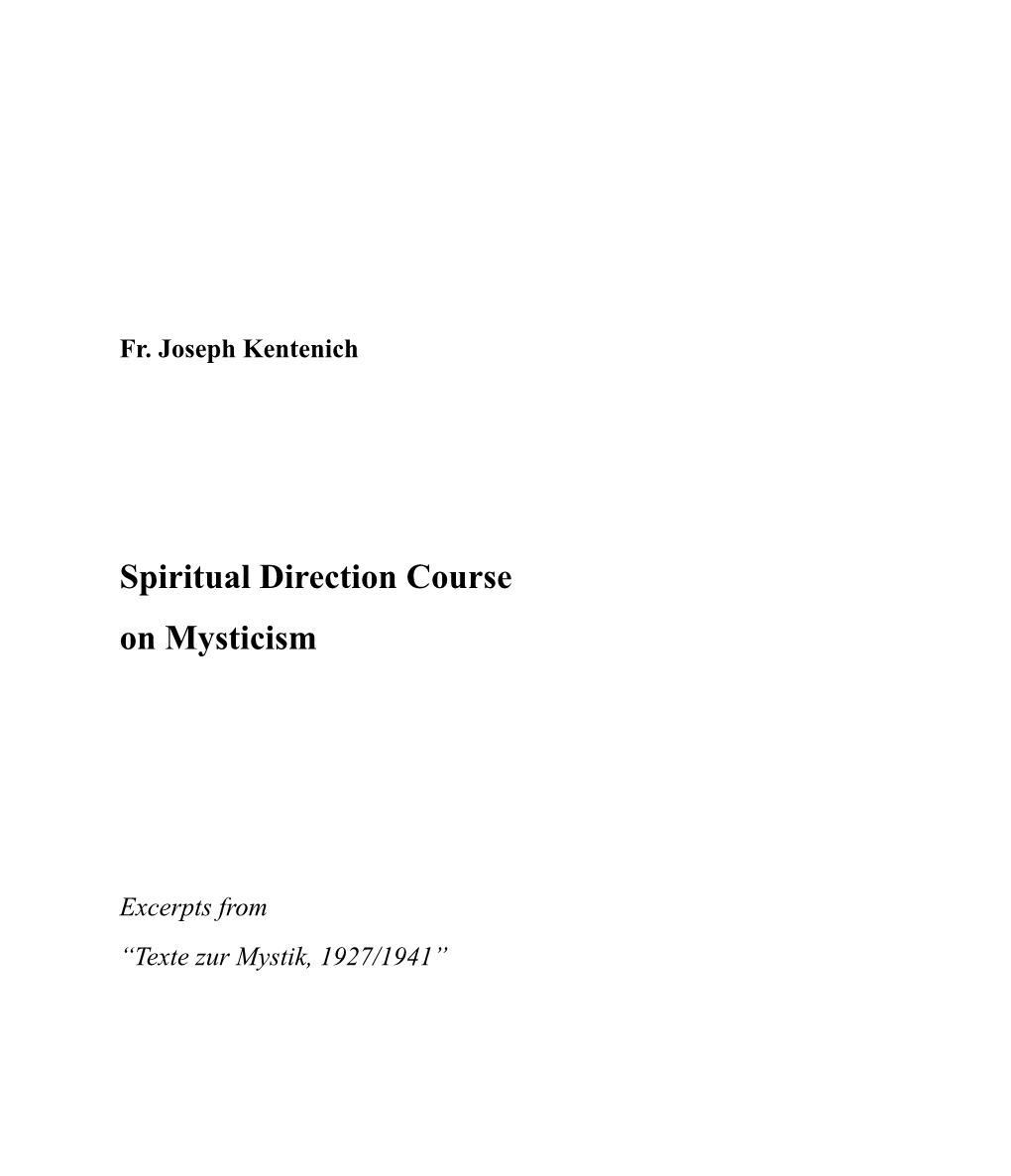 Spiritual Direction Course on Mysticism ! ! ! ! !