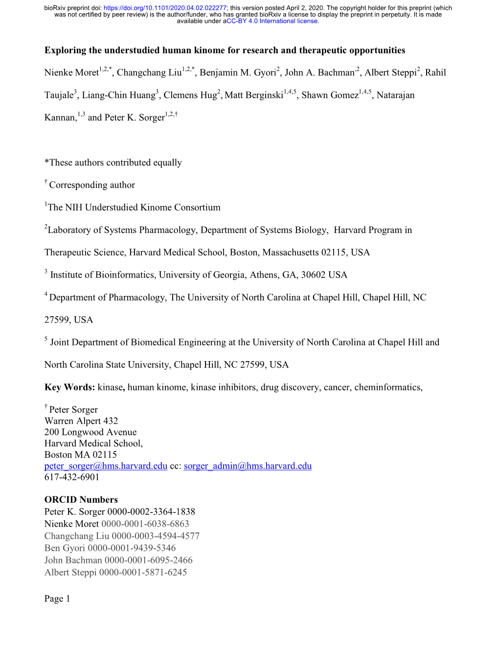 Page 1 Exploring the Understudied Human Kinome for Research And