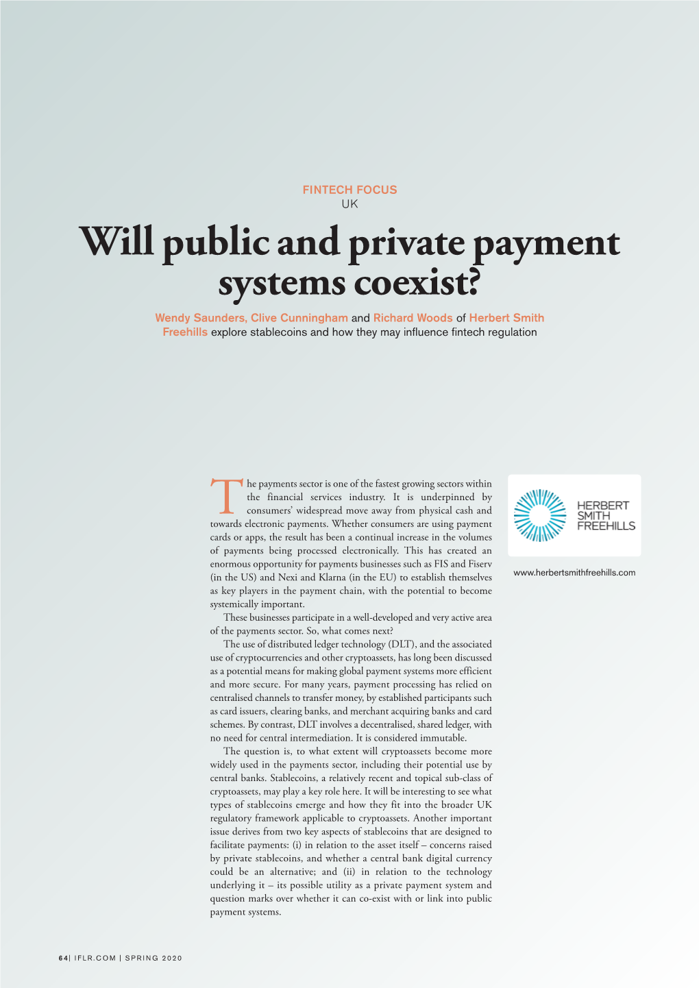 Will Public and Private Payment Systems Coexist?