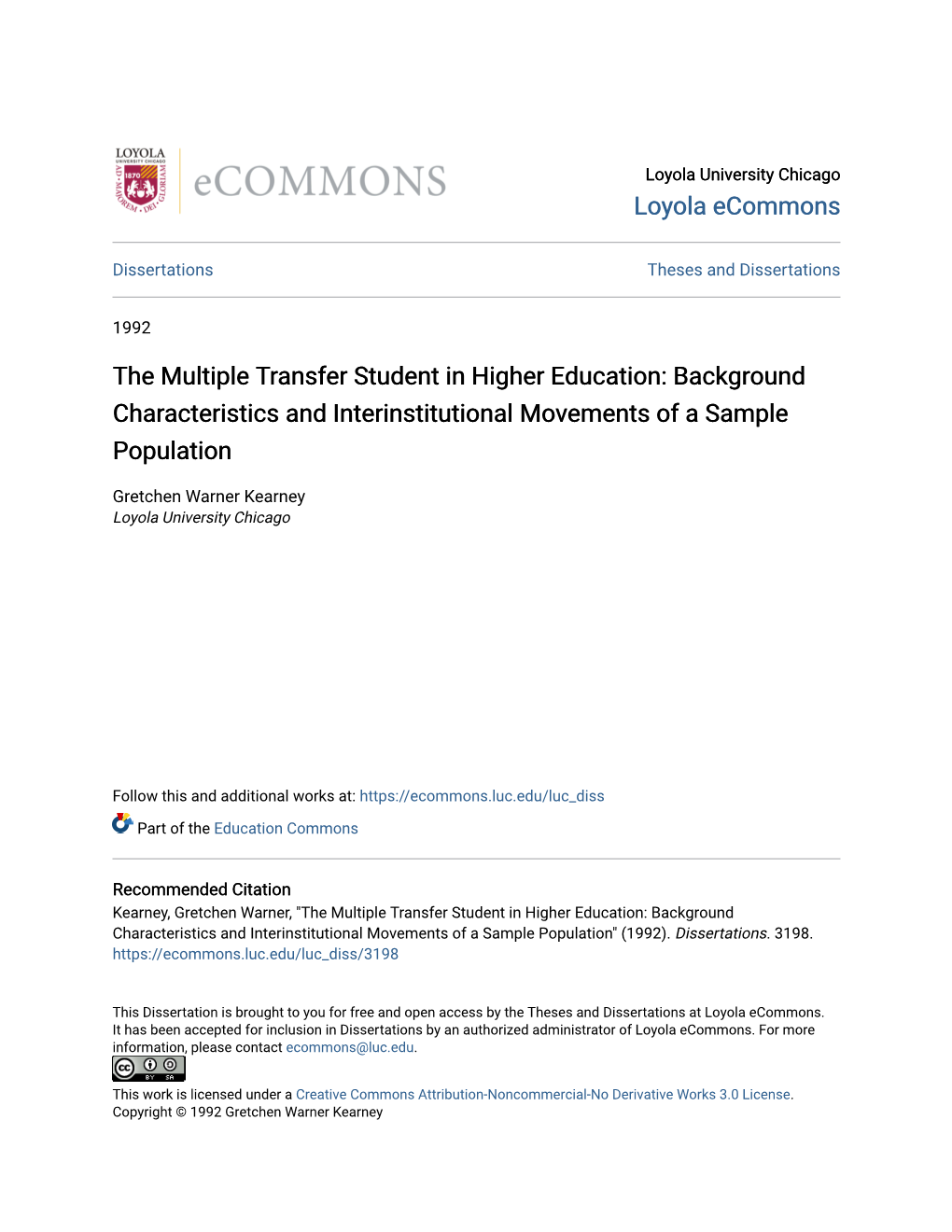 The Multiple Transfer Student in Higher Education: Background Characteristics and Interinstitutional Movements of a Sample Population